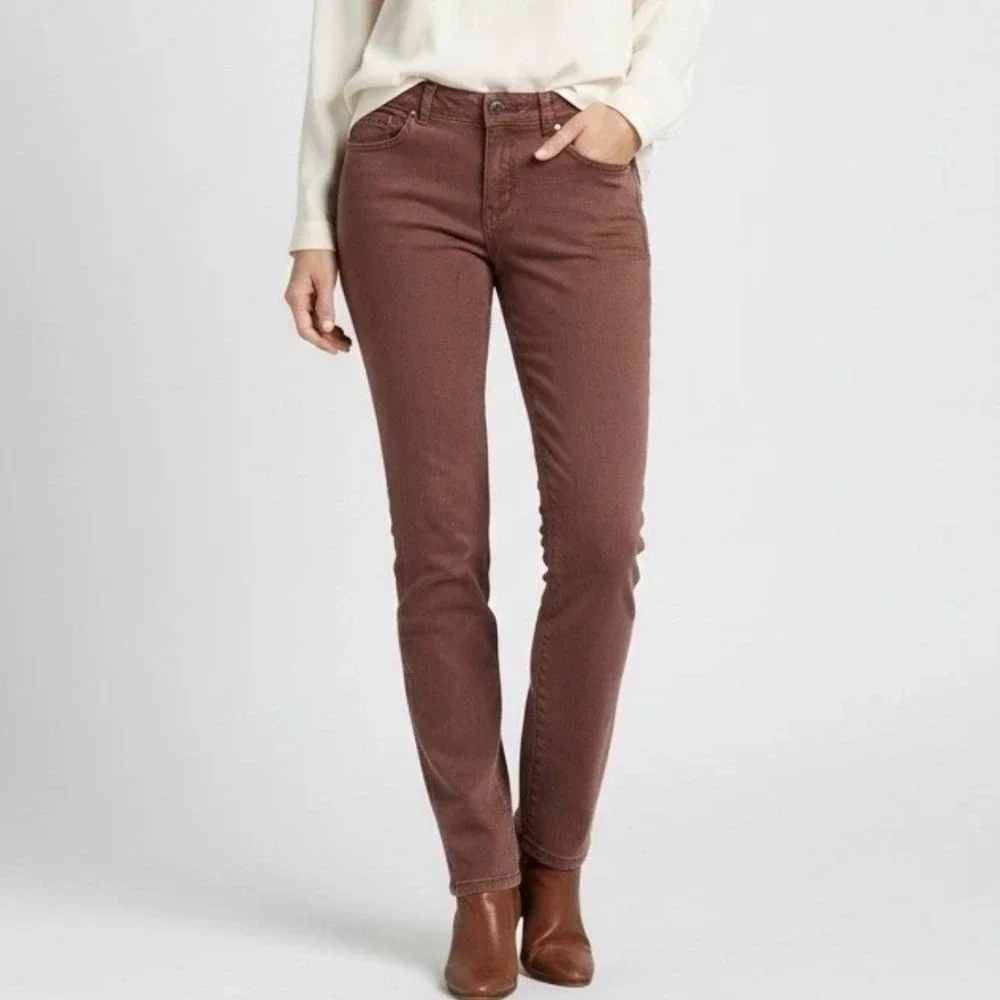 Prana Kayla High Rise Jeans Women's 10 Brown Burgundy Stretch Casual Denim Style